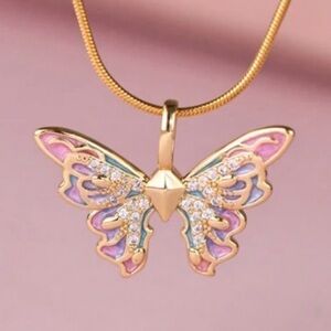 Elegant Gold plated Butterfly Pendant Necklace